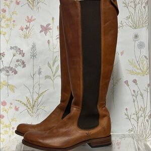 Frye MOLLY GORE Tan Leather Riding Tall Boots